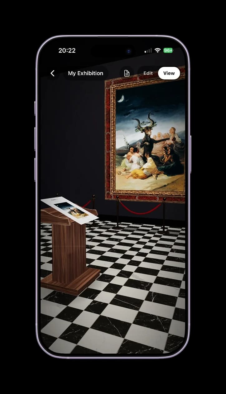 Editing a 3D exhibition, placing works on the wall